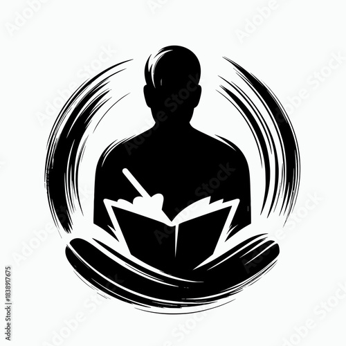 Man journaling silhouette