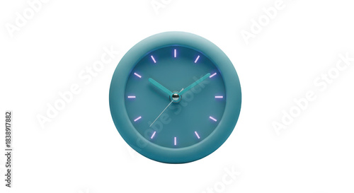 Free Download Teal alarm clock with glowing purple hour markers isolated on a transparent background time - GFXLoad