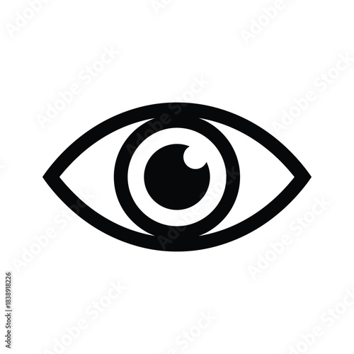 Simple eye icon isolated on, a symbol of sight and perception