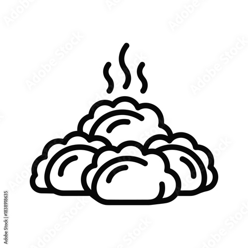 Pile of hot dumplings isolated on, delicious and freshly prepared