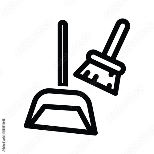 Illustration of a dustpan and brush isolated on for cleaning