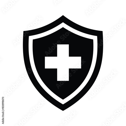 Free Download Shield with a cross isolated on, symbol of protection and health care - GFXLoad