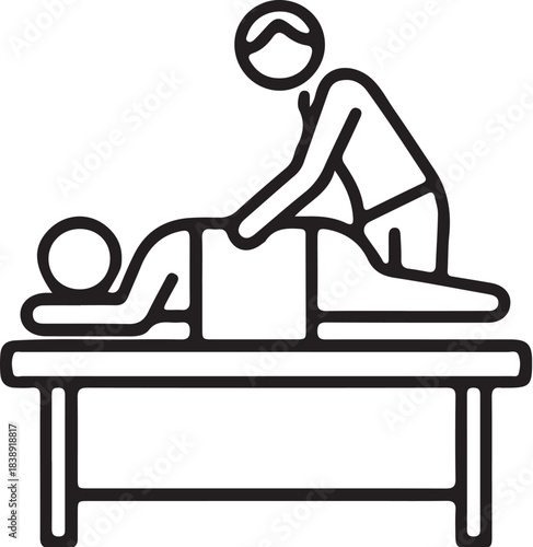 Stylized Icon of a Person Receiving a Back Massage on a Table therapy wellness on transparent background