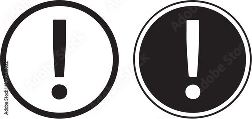 Two Circular Exclamation Mark Warning Symbols One Inverted Black On White One White On Black alert attention on transparent background