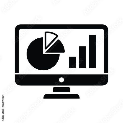 Computer screen showing a pie chart and bar graph isolated on