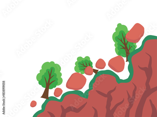 Rockslides Natural Disaster Illustration
