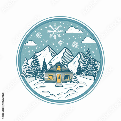 Cozy Cabin in a Snowy Mountain Landscape, Perfect for Winter Getaways and Peaceful Retreats