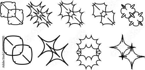 Mega Set of Abstract Line Art Geometric Shapes, Starburst Frames, and Modern Decorative Outlines Collection