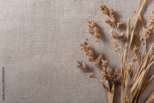 wheat ears on burlap