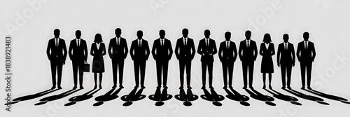 Business Professionals Silhouette Lineup  Corporate Team Standing Vector.