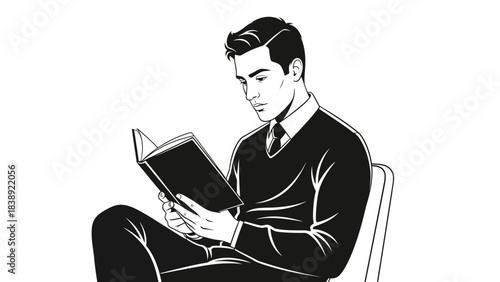 young business man reading book 