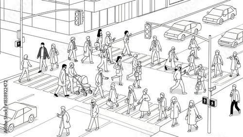 sketch of people walking on the street