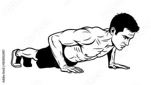vector illustration of a man pushups training 