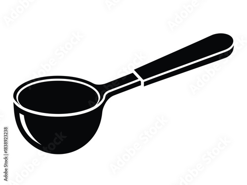 Black coffee scoop on white background scoop, coffee, measuring, kitchen, utensil