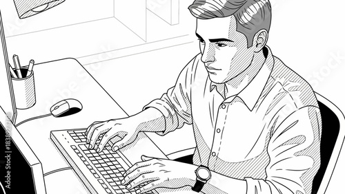 man working on computer