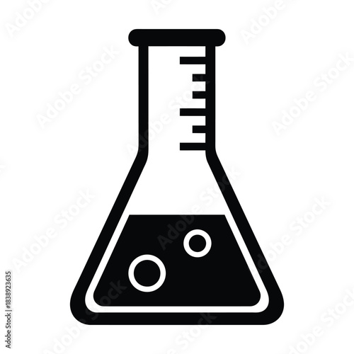 Black Icon Of Laboratory Flask With Bubbles science