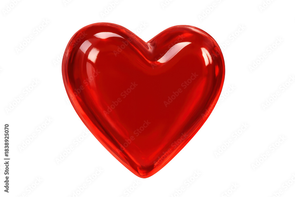 Fototapeta premium Red glass heart 3d rendering symbol of love