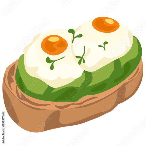 Avocado Egg Toast Illustration