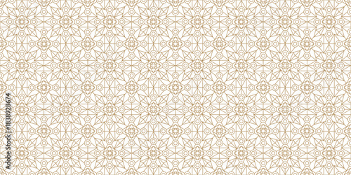 Modern and minimalist seamless geometric pattern. This simple yet complex repeatable design use fine. Style is ideal for contemporary art deco, Arabian, Japanese, Chinese or Moroccan inspired designs.