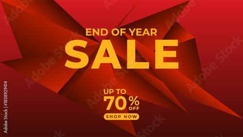 END OF YEAR SALE OFFERS AND DISCOUNT PROMOTION TEMPLATE BANNER DESIGN.COLORFUL GRADIENT RED COLOR BACKGROUND VECTOR. GOOD FOR SOCIAL MEDIA POST, COVER , POSTER 