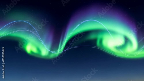 Majestic auroras dance across the night sky, illuminating the serene landscape with vibrant colors