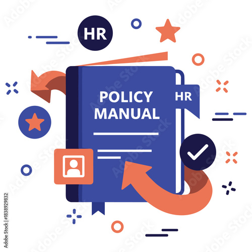 Hr policy manual with graphics and icons for effective human resource management