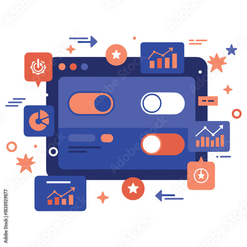Interactive dashboard with graphs and toggle switches for data analysis