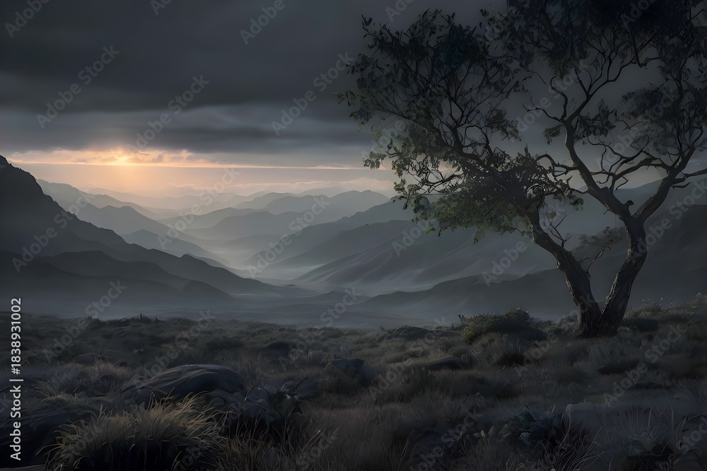 Fototapeta premium sunset in the mountains