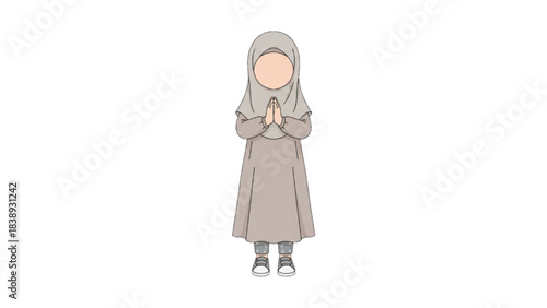 Vector young woman use hijab