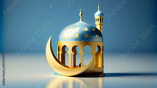Vector islamic calligraphy of mosque