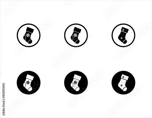 Christmas stocking line icons collection, holidays and gifts, Christmas stocking vector icon set, vector graphics, editable stroke line sign, vector illustration, eps 10.