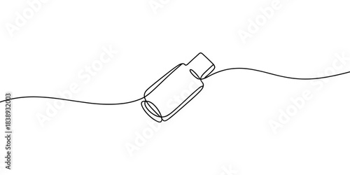 Simple continuous line drawing of a plastic bottle, ideal for concepts of recycling, waste, sustainability, pollution, or eco-themed design.