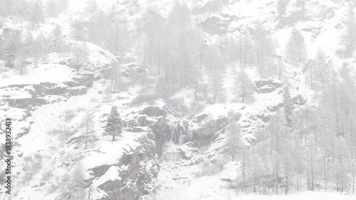 Under snowstorm in the wild Alps