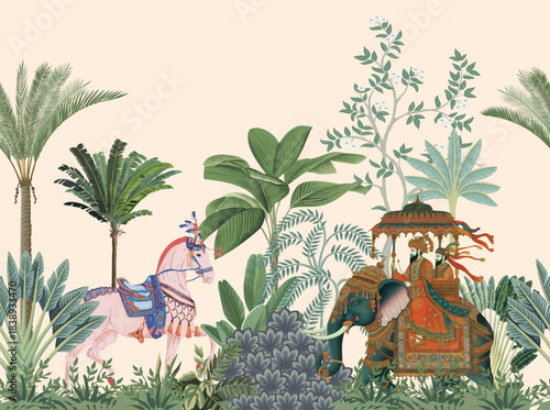 Mughal Garden Wall Murals, Indian Heritage Wallpapers For Walls, Wallpaper, Indian Wedding wallpaper