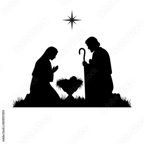 silhouette vector illustration of the birth of jesus christ