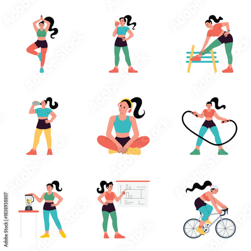 Healthy Living Vector Flat Illustration Set 2