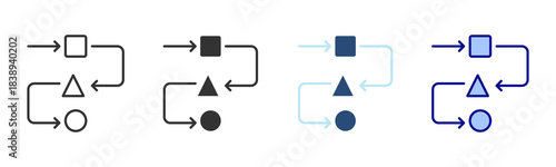 Workflow Icon Set. Designed In Multi Style