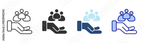 Support Team Icon Set. Designed In Multi Style