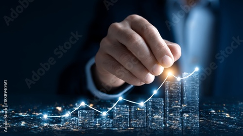 profitability analysis, financial data 2026, Strategic CEO Meeting: Setting Revenue Targets on Glowing Profit Chart with Copy Space for Text