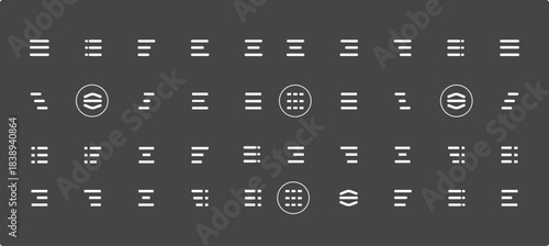 menu icon set. Navigation bar with three horizontal bars, squares, dots and ellipsis. Template navigation, Icon, dropdown button web symbol. Vector illustration
