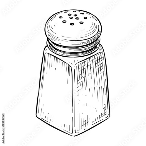 salt and pepper shaker vector line art hand drawn illustration