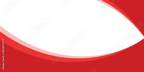 Modern red abstract background featuring smooth curved shapes and clean white space, ideal for banners and presentations.