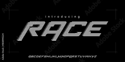 Race – Speed Racing Display Font A fast racing display font with sharp angled shapes and motion lines, perfect for motorsport, logos, and speed branding