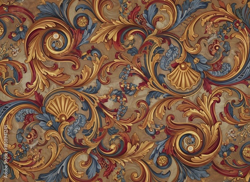 Thai style seamless floral vector pattern with ornate vintage textile design