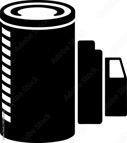 Black and White Vector Icon Illustration of Canned Food and Packaged Goods: Essential Groceries, Pantry Stock, and Shelf Items Silhouette for Store, Retail, or App UI