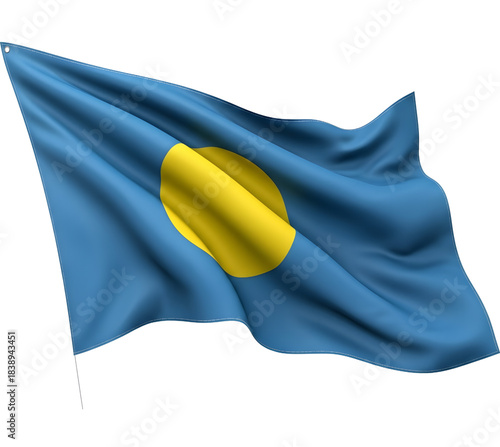 Palau's flag flying