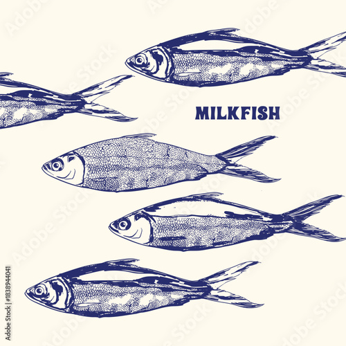 Vintage Milkfish Pattern Illustration