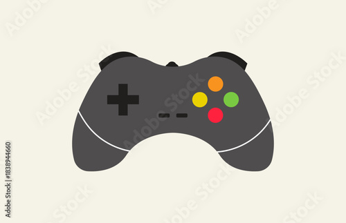 Gamepad with bright buttons for gaming, flat style vector illustration.