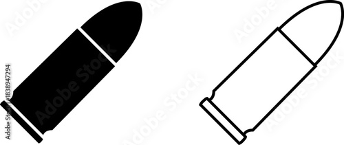 Simple bullet icons in solid black and outline styles for use in design projects