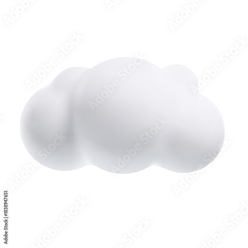 White cloud 3d plastic style vector icon, cartoon weather forecast overcast symbol, realistic design element